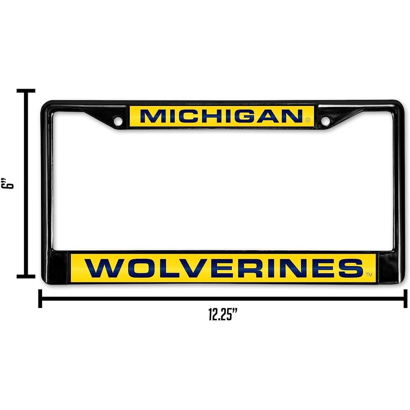 Rico Michigan Wolverines Black Metal License Plate Frame Holder