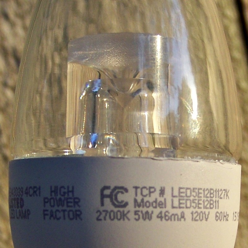 (Case of 6) TCP LED5E12B1127K 5-Watt LED E12 Chandelier Base