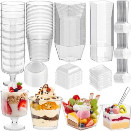 430 Pack Mini Dessert Cups with Lids and Spoons, Shooters Cups for Party, 4 oz, 5 oz 7 oz Clear Yogurt Parfait Cups for Pudding, Fruit, Mousse, Party Catering, Snacks & Appetizers