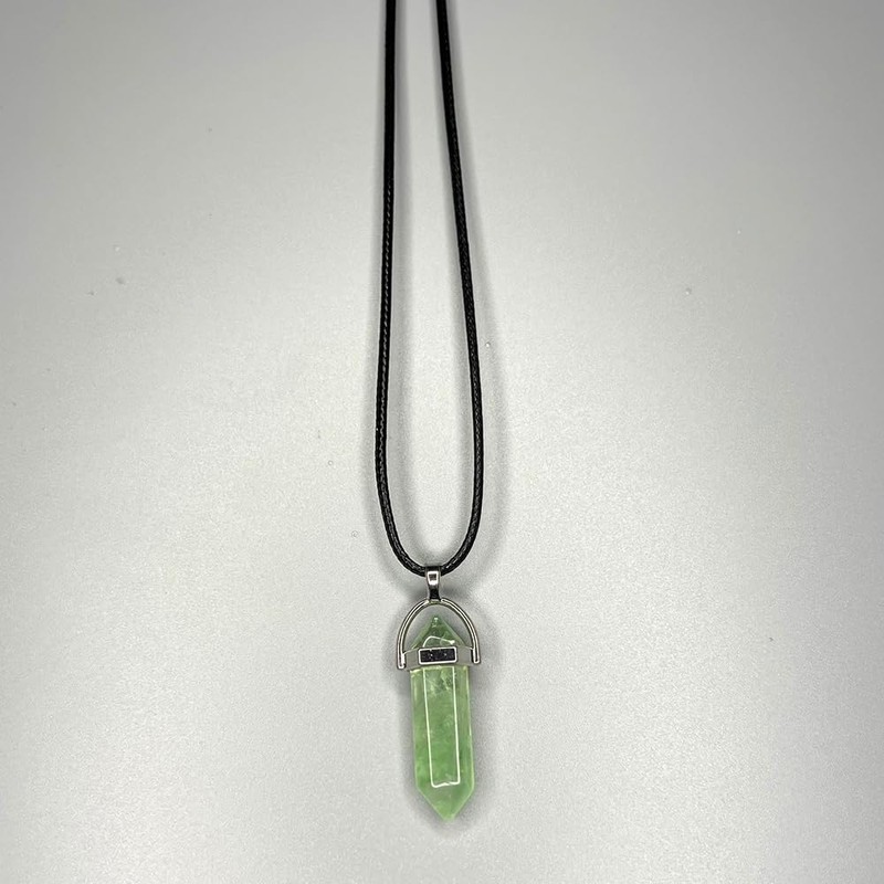 VIE VIE Double Point Pencil Pendant, Black String (Green Fluorite)