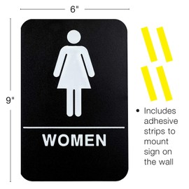 Excello Global Products Plastic Restroom Sign: Easy to Mount with Braille (ADA Compliant), Great for Business - 6"x9", Woman, Pack of 3