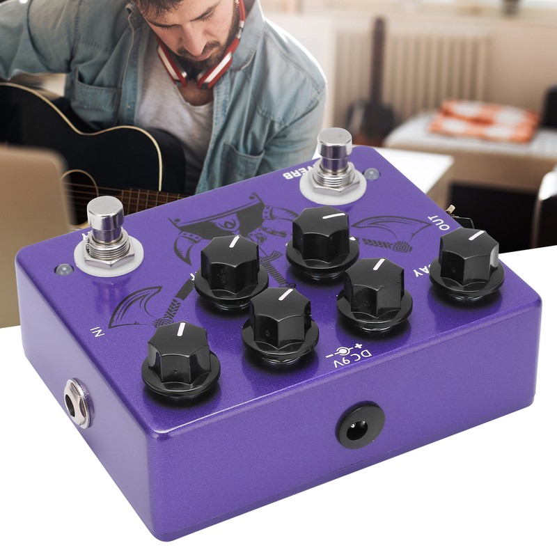 Guitar Effect Pedal Reverb Digital Delay 2 in 1 True