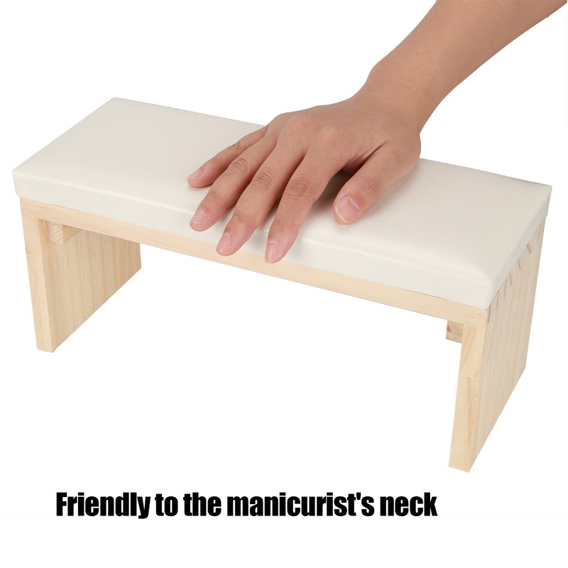 Nail Art Hand Pillow Mat Soft PU Leather Wooden Stand