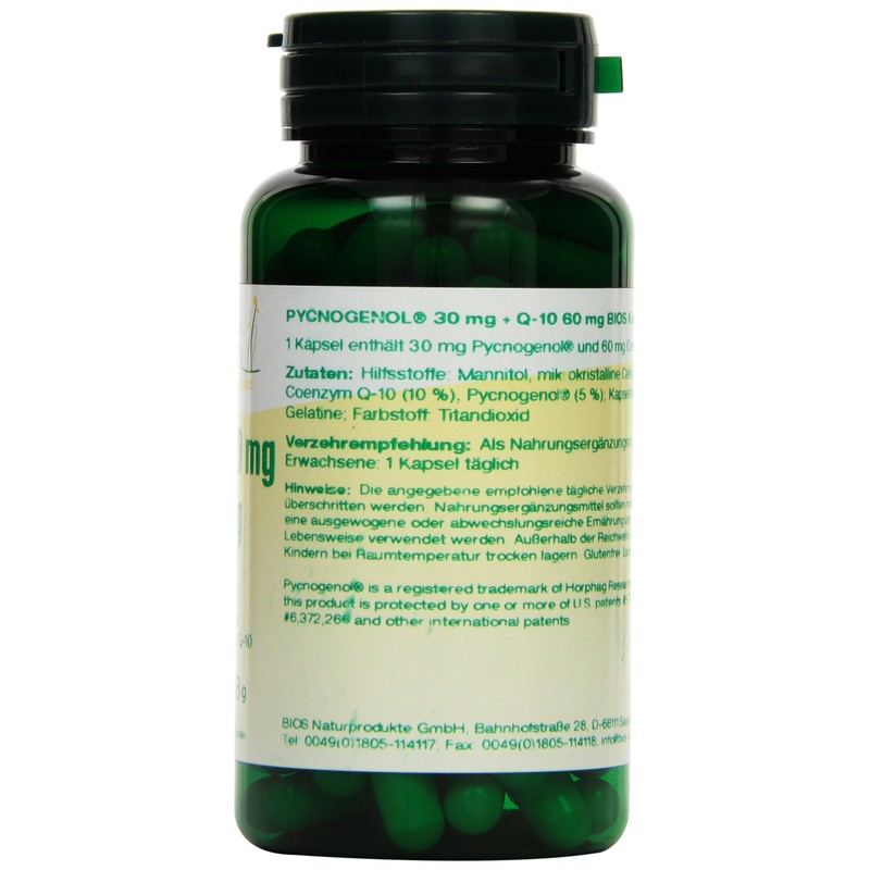 Bios Pycnogenol 30 mg with Q-10 60 mg 100 Capsules