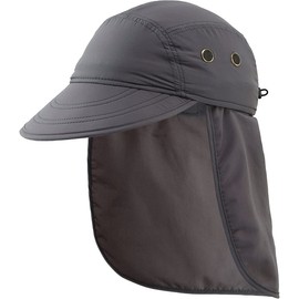 Connectyle Men's Outdoor UV Protection Cap, Neck Cover, Sun Hat, Farm Work, gray (dark gray)