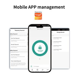 Fingerprint Door Lock, 5 in 1 Smart Door Knob with Smart App Fingerprint IC Cards Password Backup Keys Fingerprint Door Knob with Keypad for Bedroom, Office, Apartment