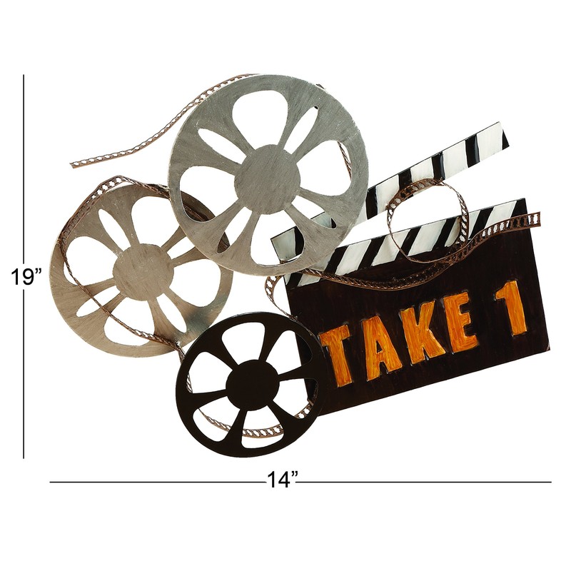 Deco 79 Rustic Movie Reel and Clapperboard Wall décor, 19"H