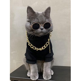 QWINEE 3Pcs Dog Hoodie Cat Apparel Dog Custume Set with Necklace and Sunglasses Pet Clothes for Puppy Small Medium Dogs Cats Multicolor M