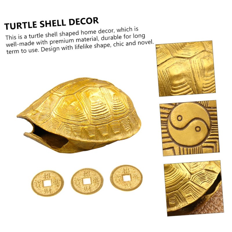 ABOOFAN 1Set Copper Turtle Shell Decoration Wealth Craft Ornament for