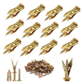 100pcs Self Drilling Drywall Anchors Screws Kit Heavy Duty, 3 Sizes Screws and 2 Sizes Zinc Plated Steel Drywall Wall Anchors Wall Anchors, Easy Application No Drill or Holes in Wall