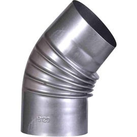 FIREFIX A130/B4 FAL Elbow 45° Rigid, Diameter 130 mm - Stove Pipes Made of Sheet Steel, 0.6 mm Thick, Inside Grommeted, Lengths Laser-Welded, Silver