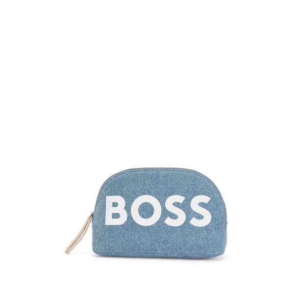 Boss Women's Deva Vanity J Wash Bag Denim with Contrast Logo Blue One Size, blue