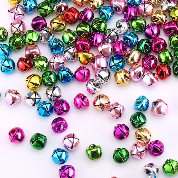 HERZWILD Bells Colourful Pack of 200 Jingles Bells 10 mm for Jewellery Crafts Gift Packaging Christmas Party Decoration (Colourful 10 mm)