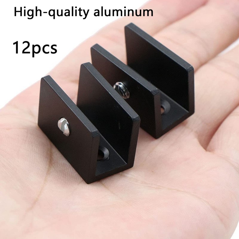 Pack of 12 Adjustable Glass Brackets, Aluminium Alloy Glass Clamp