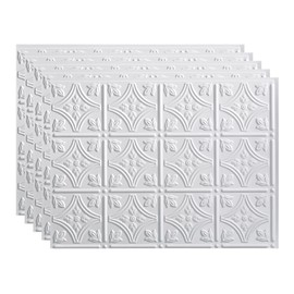 FASÄDE Traditional Style/Pattern 1 Decorative Vinyl 18in x 24in Backsplash Panel in Gloss White (5 Pack)