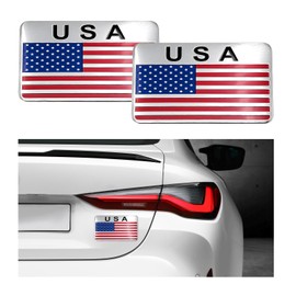 Gasedin 2 PCS American Flag 3D Decal, Aluminum Alloy USA Flag Car Bumper Sticker of Rectangle Map Shield Shape, USA Flag Patriotic Stars Stripe Stickers for Cars, Laptop, Window (B)