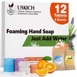 USKICH 발포 핸드 비누 정제 리필 12팩 제품 및 청소 용품 디스펜서와 함께 사용할 수 있는 다양한 향기 12 [1 Count (Pack of 48)] USKICH Foaming Hand Soap Tablets Refill 12-Pack Compatible with Dispenser and Cleaning Supplies, Various Scents 12 [1 Count (Pack of 48)]