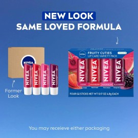 NIVEA Lip Care, Fruity Tinted Lip Balm Variety Pack, Cherry, Strawberry, Blackbe
