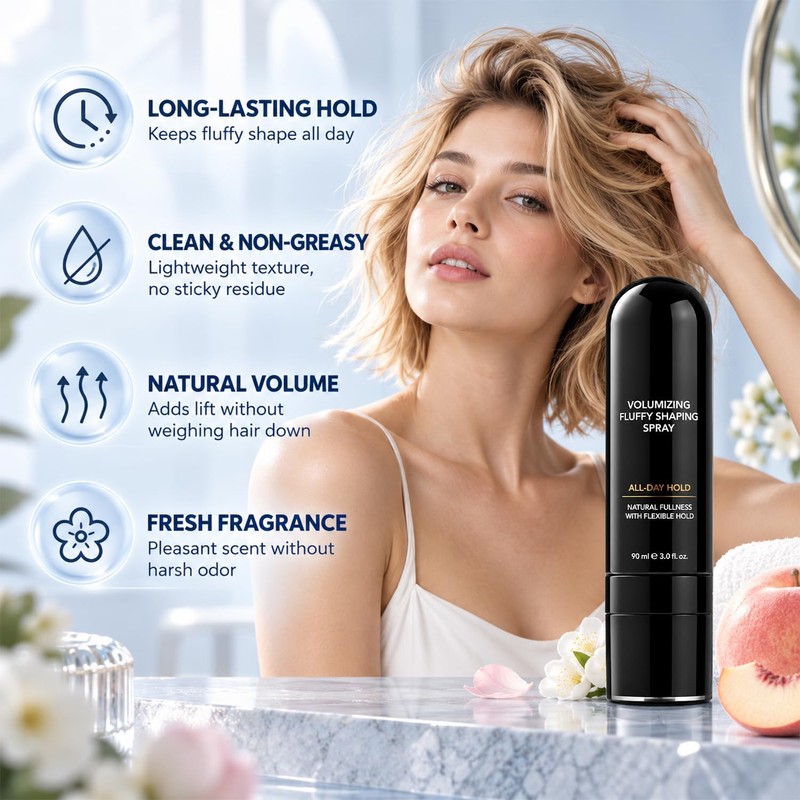 2Pcs Fluffy Hair Shaping Spray,Fluffy Volume Hair Spray,Lightweight Bouncy Texture,Volumizing