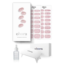 ohora Semi-Cured Gel Nail Strips Value Set (N Pixie Dust Starter Kit) Includes Full Size Lamp and Mini Remover, Salon-Quality, Long Lasting, Easy to Apply & Remove