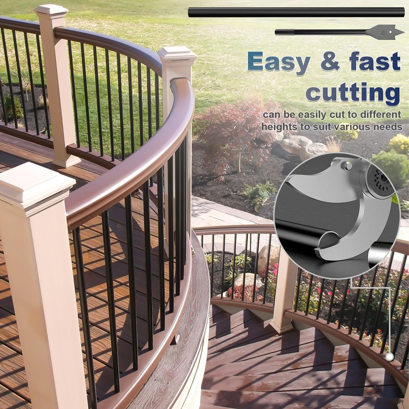 50Pack 36" Aluminum Deck Balusters Round Black Deck Railing Stair