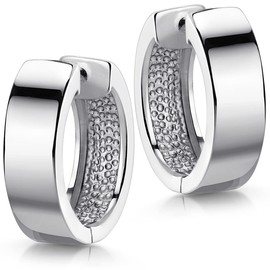 MATERIA by Matthias Wagner Wide Hinged Hoop Earrings 18 mm 925 Silver Rhodium-Plated or Gold-Plated, Sterling Silver