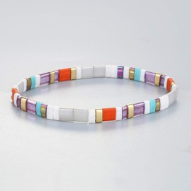 KELITCH Women Friendship Bracelets Tila Miyuki Beaded Bracelets Colorful Women Stretch Bracelets