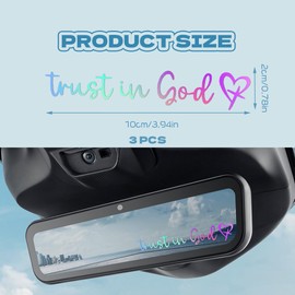 QZTYTY 3PCS Trust in God Rearview Mirror Decal, Car Mirror Stickers, Auto Rear View Mirror Decal, Car Accessories Self Affirmations Decal Universal for Bumper Window Mirror Water Bottle (Colorful)