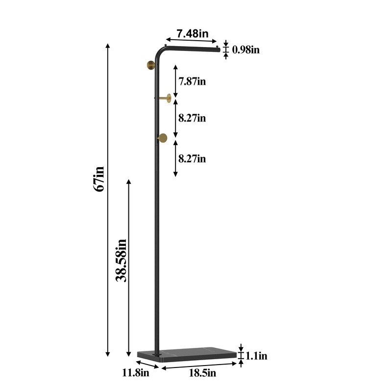 HOMEFORT Metal Coat Rack, Modern Coat Tree with 3 Hooks,