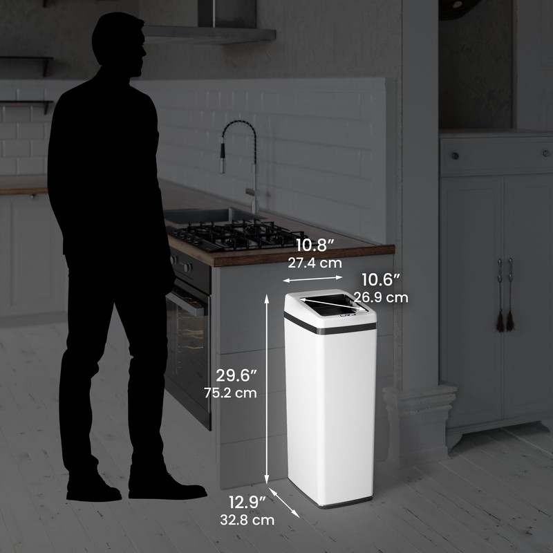 iTouchless 14 Gallon Slide Open Lid Kitchen Trash Can with,