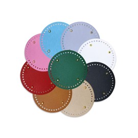 Kellegour Pack of 9 Bag Base for Crocheting Leather, Round PU Leather Knitting Bag Base, Handwoven Bag Pad with Holes, for Bag Making, 9 Colours, 15 cm, Bag Shoulder Bags DIY Accessories