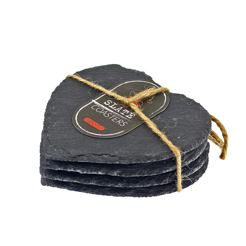 APOLLO Slate Heart Coaster set 4,Multi-colour,10x5x10