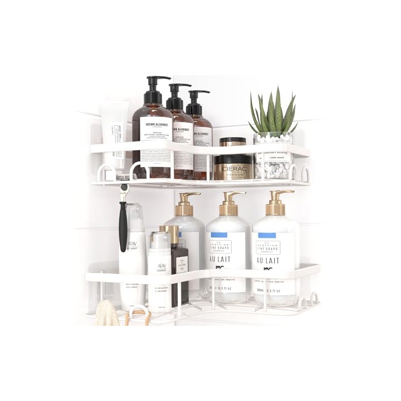 Sakugi Corner Shower Caddy - 2 Pack, Adhesive Shower Organizers,