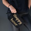 happymaker - Clutch schwarz und gold, kleine Handtasche Damen für