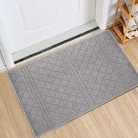 Indoor Doormat 20"x 31.5" Absorbent Front Door Mat Rubber Backing Non Slip Door Mats Inside Dirt Trapper Mats Entrance Front Door Rug Shoes Mat Machine Washable Carpet (Grey)