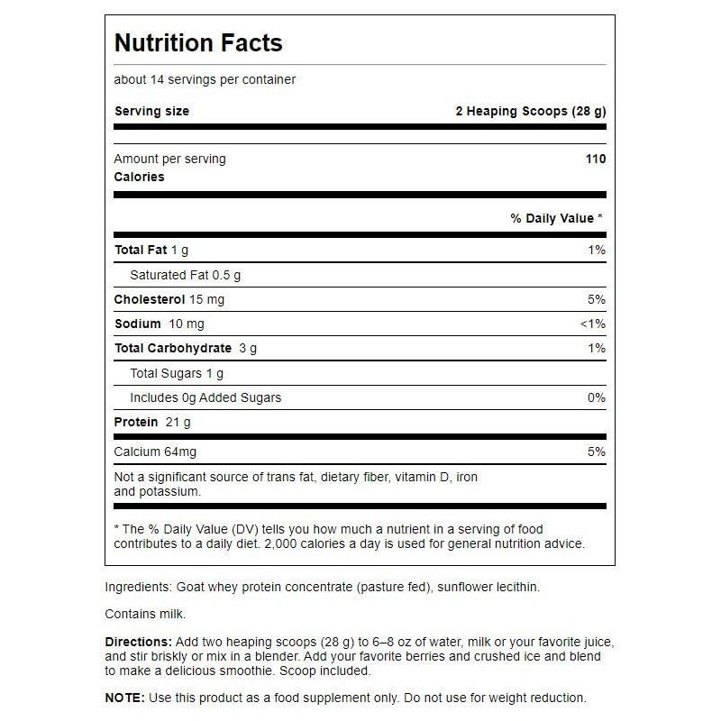 Swanson Goat Whey Protein Concentrate 14 Ounce (397 g) Pwdr