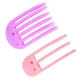 2pcs Wind Shaping Styling Combs for Fluffy Bangs, 3-Tooth & 6-Tooth Instant Hair Root Volumizing Lifting Clips Easy High Crown Volume Tools for Women's Natural Voluminous Looks (Pink, Purple)