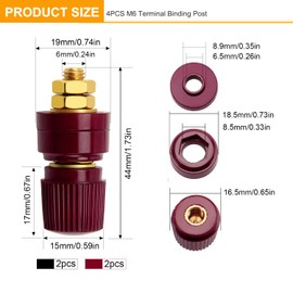 VooGenzek 4 Pieces M6 Binding Post, 333 Type Brass Pole Clamp, Brass Binding Post, M6 Voltage Regulator Terminal Block Power Connection, 0V-380V 100A