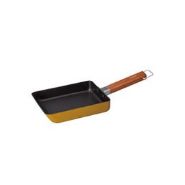 CB Japan Egg Bread 5.1 x 7.1 inches (13 x 18 cm), Mustard, Induction Compatible, Fluorine Coating (Natural Wood, Handle) Small Mini Egg Bread Copan
