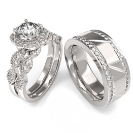 Wedding Ring Sets His And Hers Promise Ring size Wedding Ring Sets His And Hers Couples Women 925 Sterling Silver Round Moissanite Man Titanium Wedding Band