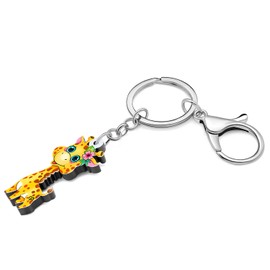 LONYOO Acrylic Cute Giraffe Keychain Wallet Car Key Chain Rings Anime Deer Gifts for Women Girls Charms (Yellow)