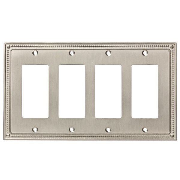 Franklin Brass W35069-SN-C Classic Beaded Quad Decorator Wall Plate/Switch Plate/Cover, Satin Nickel