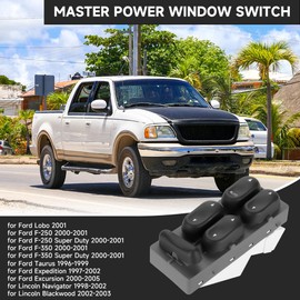 Front Left Driver Side Master Power Window Switch - Compatible for Lincoln Navigator 1999-2002 Base 5.4L V8 - Gas - Replace Part XL1Z14529BA