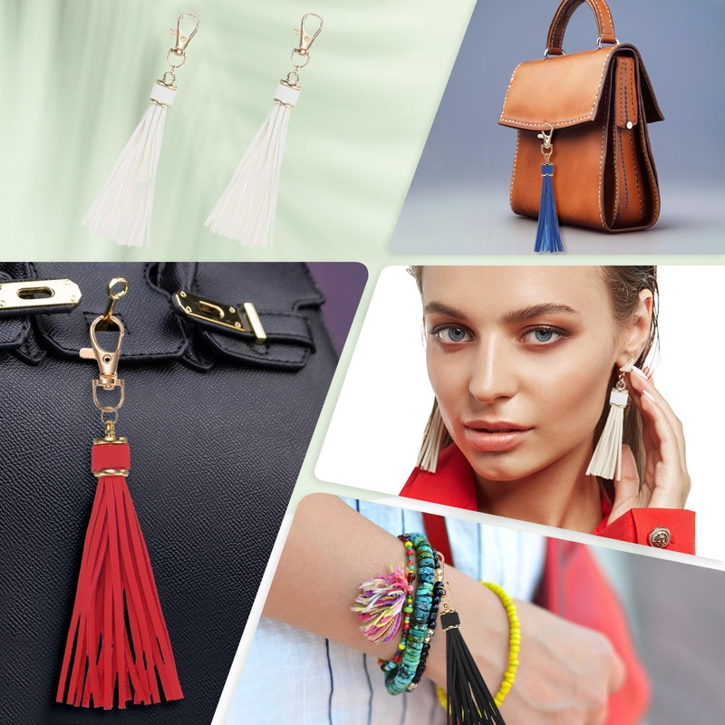 M METERXITY 2-Pack PU Leather Tassel 5.9 Inch Small Keychain