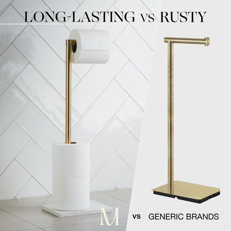 MARMOLUX ACC Free Standing Gold Toilet Paper Holder Stand White