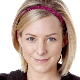 Hipsy Women's Adjustable NO SLIP Skinny Bling Glitter Headband (Hot Pink)