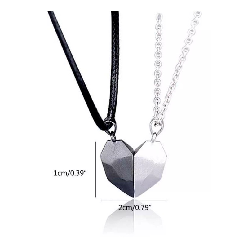 Veraly Collar Para Parejas Medio Corazón De Metal Magnético Imán