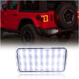 KEEGTBOX Full LED License Plate Light Tag Lamp Assembly Compatible with Jeep Wrangler JL 2018-2023 White light 1-Piece Replacement