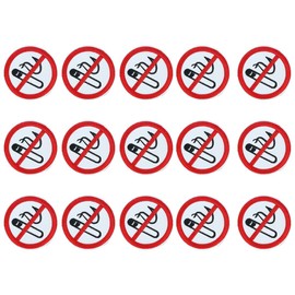 Pack of 15 Smoking Prohibited Stickers, Diameter 7 cm, Sticker with UV Protection, Warning Sign for Outdoor and Indoor Use, Smoking Ban Sign Sticker with UV Protection, Warning Sign for Outdoor and