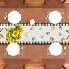 Linen Happy Easter Table Runner Bunny Rabbit Easter Eggs Flower